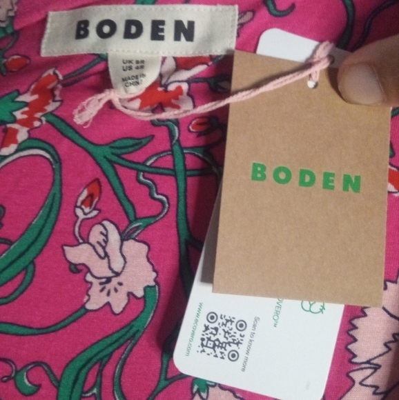 Boden Kristin Pleated Jersey Dress Carnation Yarrow Vine Print NWT Sz 4 Pockets - Picture 10 of 12